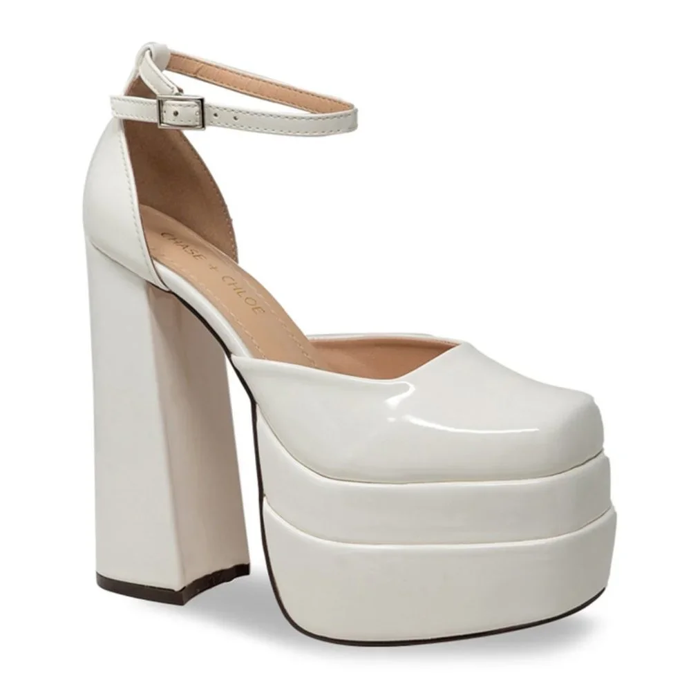 Platform Chunky Heels for Women, with Block Heel and Ankle Strap Design - Picture 3 of 4
